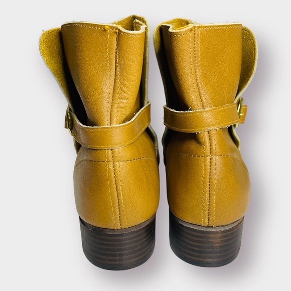 Vintage 60s Beacons Are Always Fitting Camel Leather Harness Go Go‎ Ankle Boots - Picture 5 of 11